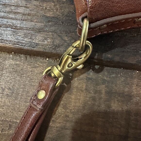 Vintage Fossil 1954 Brown Leather Wallet Wristlet Organizer Clutch - Picture 6 of 12